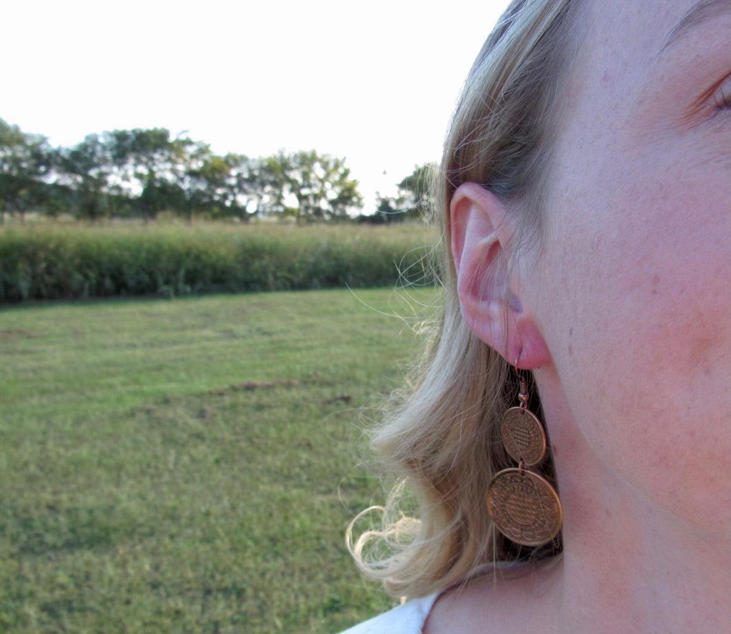 Stamped Copper Earrings - Southern Grace Shoppe