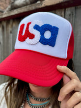 Load image into Gallery viewer, USA Chenille Foam Trucker Cap - Southern Grace Shoppe