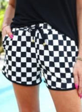 Load image into Gallery viewer, Everyday Shorts | Black &amp; White Checkerboard - Southern Grace Shoppe