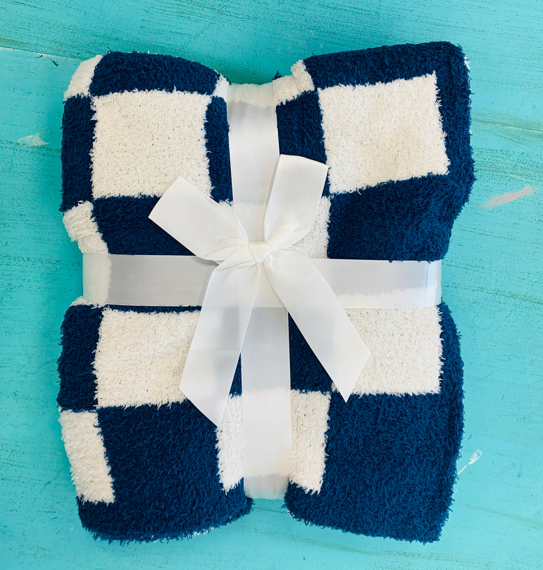 Luxe Blanket - Royal Checkered - Southern Grace Shoppe