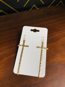 Gold Hammered Cross Earrings - Southern Grace Shoppe