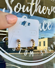 Load image into Gallery viewer, Gold Heart Huggy Hoops