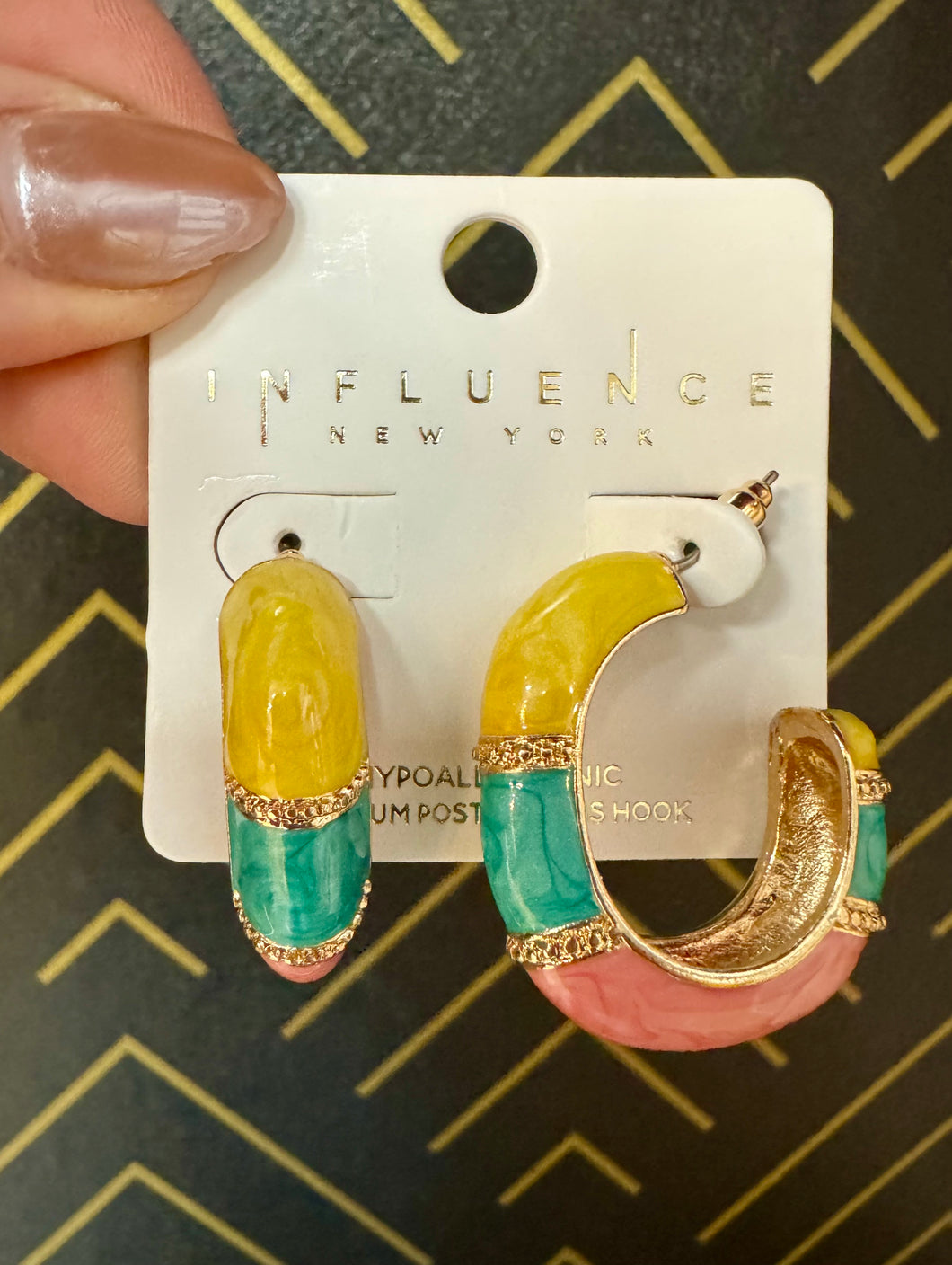 Gold Color Block Hoops - Southern Grace Shoppe