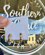 Load image into Gallery viewer, Gold Heart Huggy Hoops
