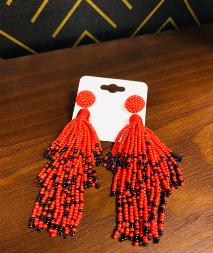 Red and Black Beaded Earrings - Southern Grace Shoppe