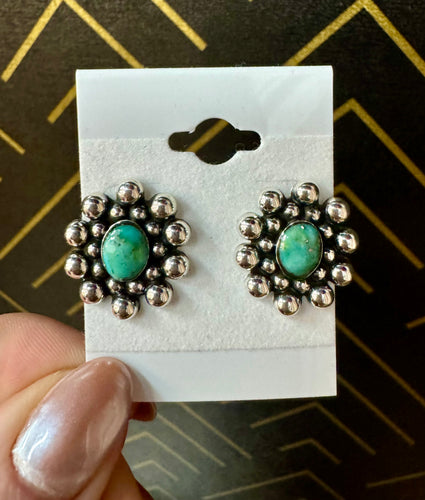 Turquoise Flower Power Earrings - Southern Grace Shoppe