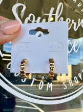 Load image into Gallery viewer, Gold Heart Huggy Hoops