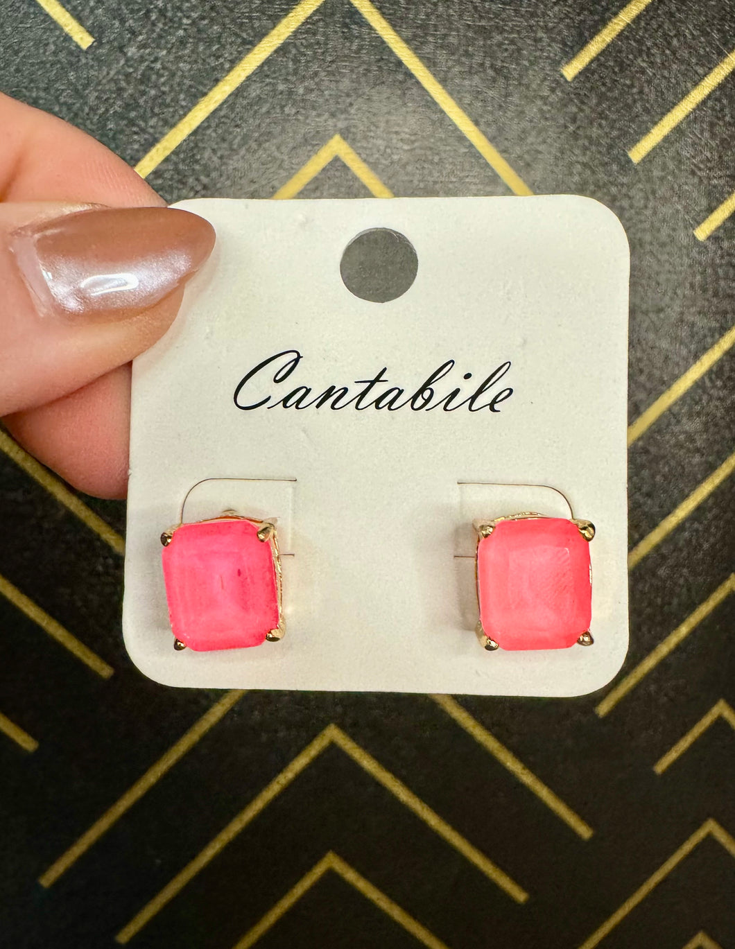 Hot Pink Stone Earrings - Southern Grace Shoppe