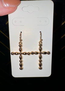 Gold Bubble Cross Earrings - Southern Grace Shoppe