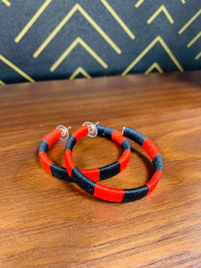 Black and Red Thread Hoop Earrings - Southern Grace Shoppe