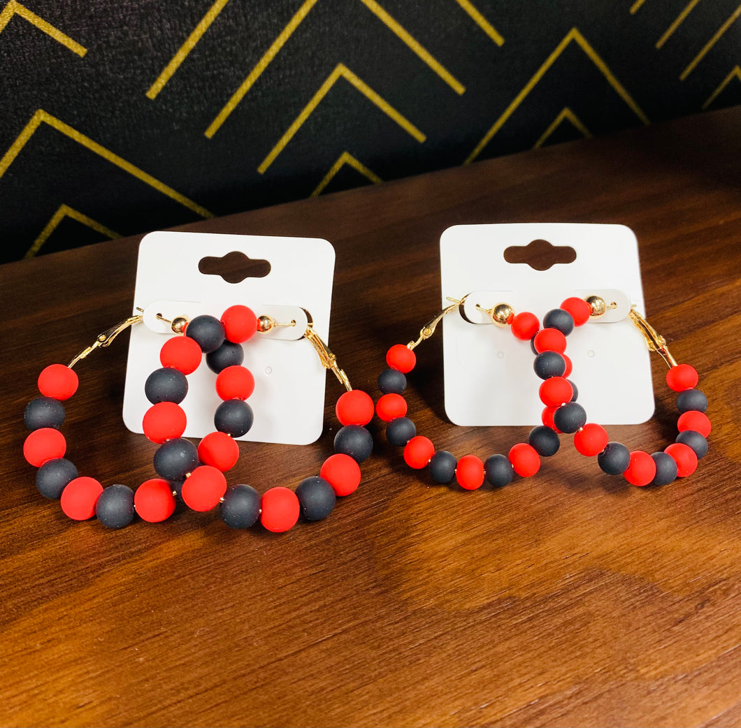 Red and Black Clay Hoop Earrings - Southern Grace Shoppe