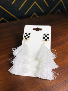 Checkered Tassel Earrings - Southern Grace Shoppe