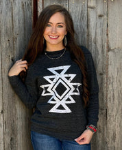 Load image into Gallery viewer, Sync Logic Ringo Aztec White Ink Sweatshirt - Southern Grace Shoppe