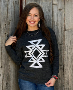 Sync Logic Ringo Aztec White Ink Sweatshirt - Southern Grace Shoppe