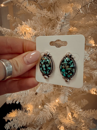 Mosaic Turquoise/Onyx Earrings - Southern Grace Shoppe