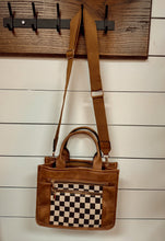 Load image into Gallery viewer, Brown Checkmate Tote - Southern Grace Shoppe