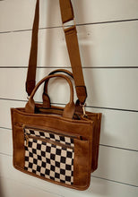 Load image into Gallery viewer, Brown Checkmate Tote - Southern Grace Shoppe