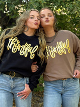 Load image into Gallery viewer, Thankful in Gold Metallic Puff Sweatshirt - Southern Grace Shoppe