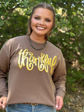 Load image into Gallery viewer, Thankful in Gold Metallic Puff Sweatshirt - Southern Grace Shoppe