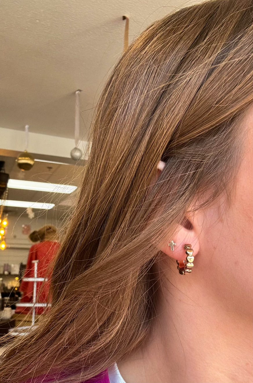 Gold Heart Huggy Hoops