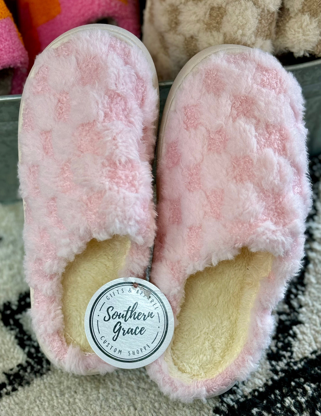 Slippers - Pink Checkered