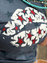Load image into Gallery viewer, Patriotic Lips with Red Glitter Stars Tee