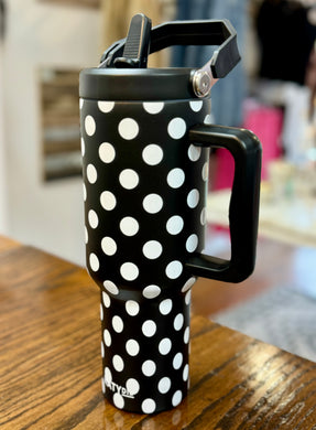 Tumbler - B&W Polka Dots