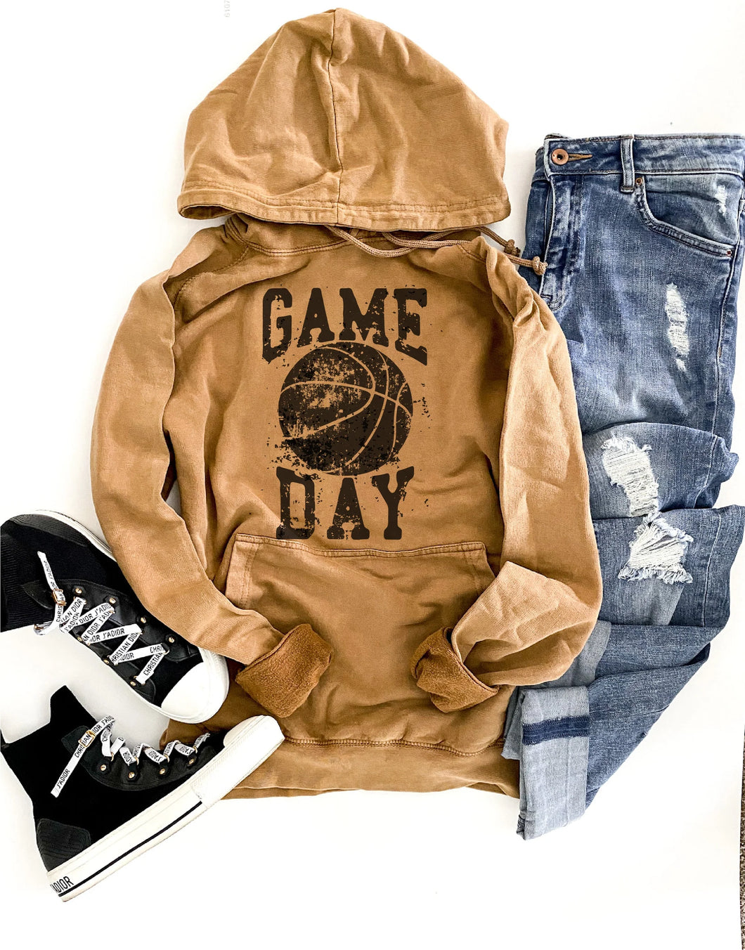 Game Day Vintage Wash Basketball Hoodie - Southern Grace Shoppe