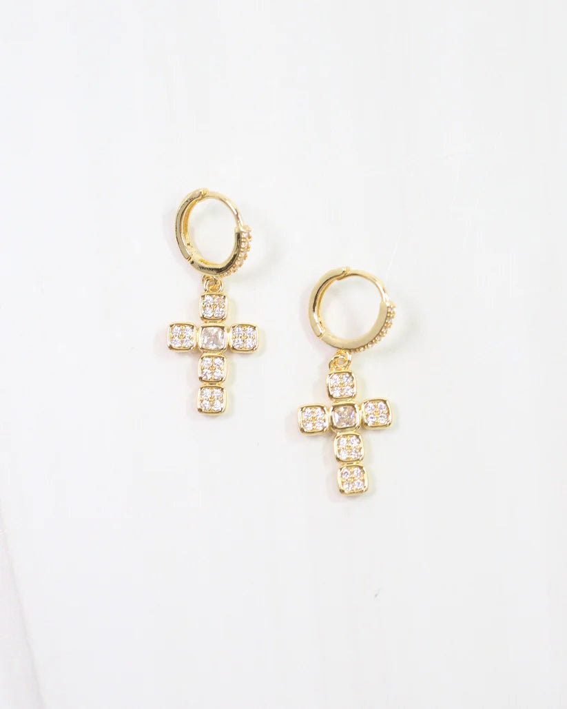 Nadia Cross Earrings - Gold - Southern Grace Shoppe