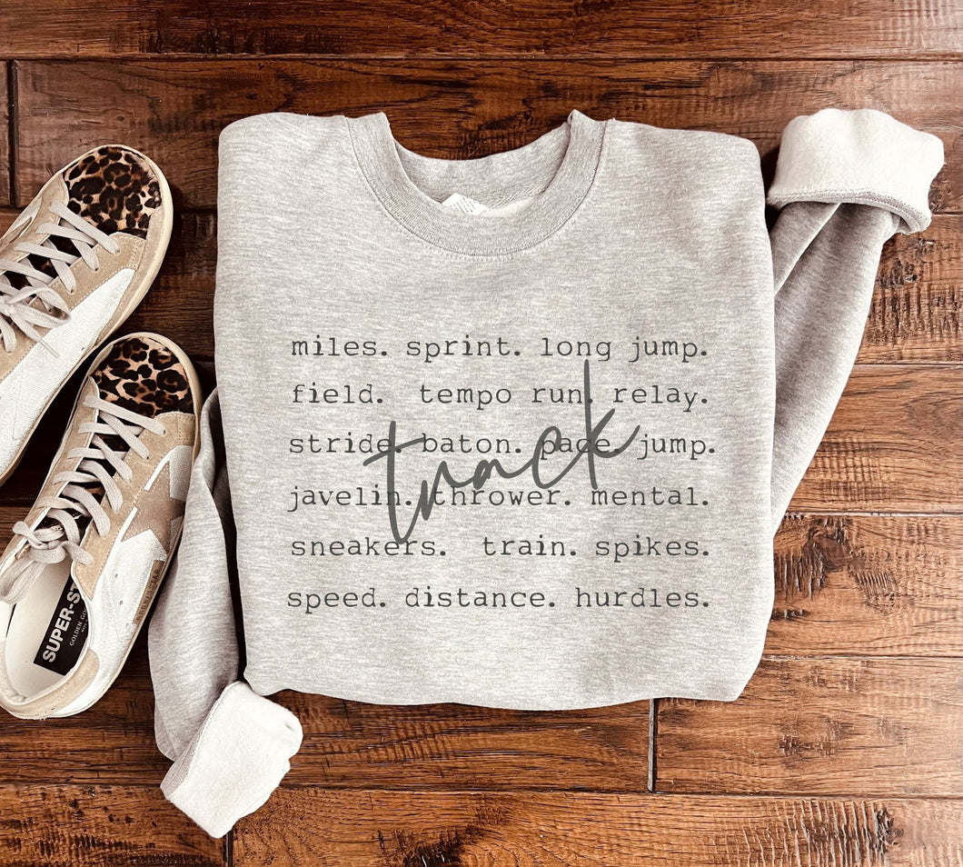 Track Word Graphic Sweatshirt - Southern Grace Shoppe