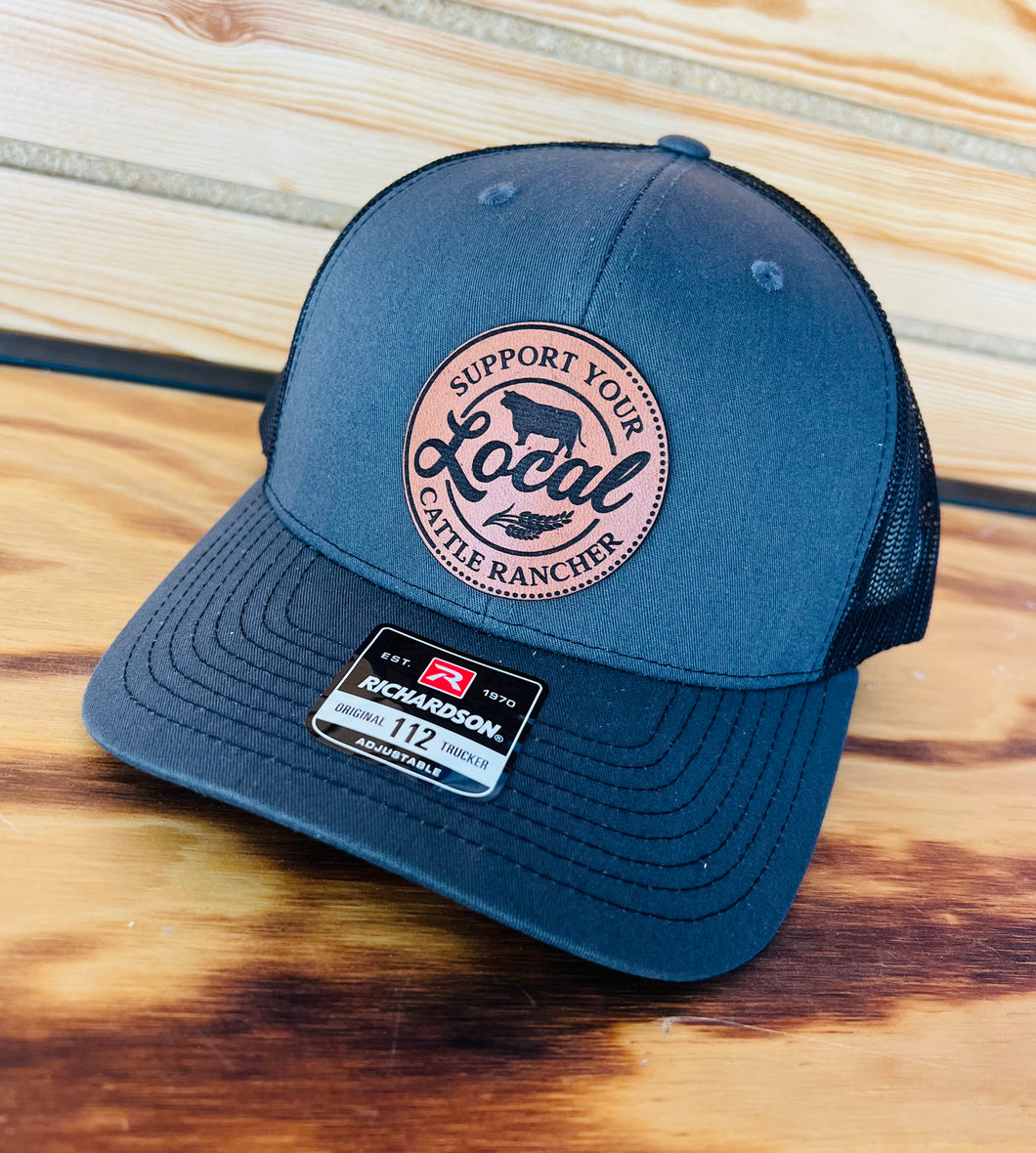 Support Your Local Cattle Rancher Leather Patch Hat - Southern Grace Shoppe