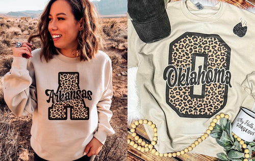 Oklahoma Leopard Sweatshirt - Southern Grace Shoppe