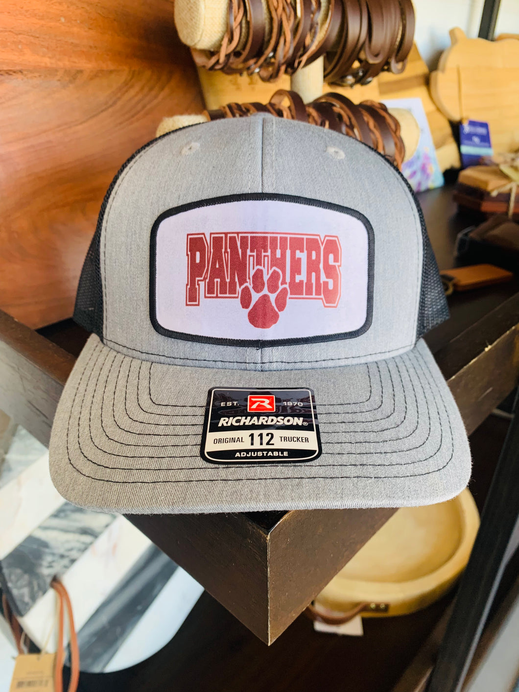 SGS Custom Gifts | Siloam Springs Panthers Grey Rectangle Patch Hat - Southern Grace Shoppe
