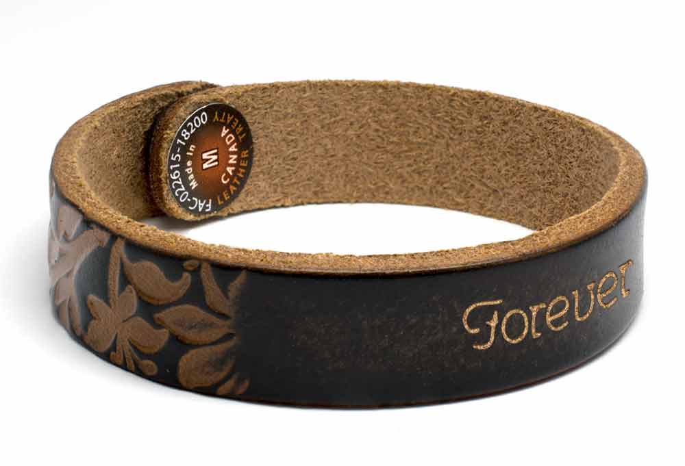 SGS Custom Gifts | Embossed Floral Leather Bracelet - Southern Grace Shoppe